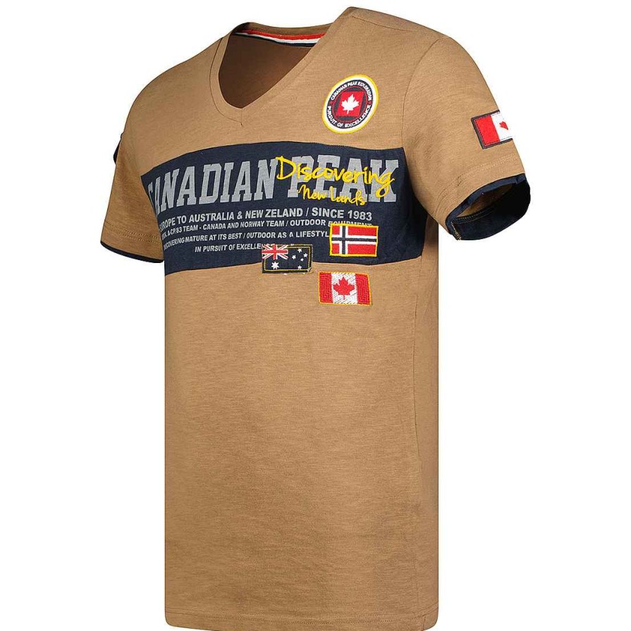 Herren Canadian Peak T-Shirt | Jipeak Ss Bs Cp Taupe Men 100